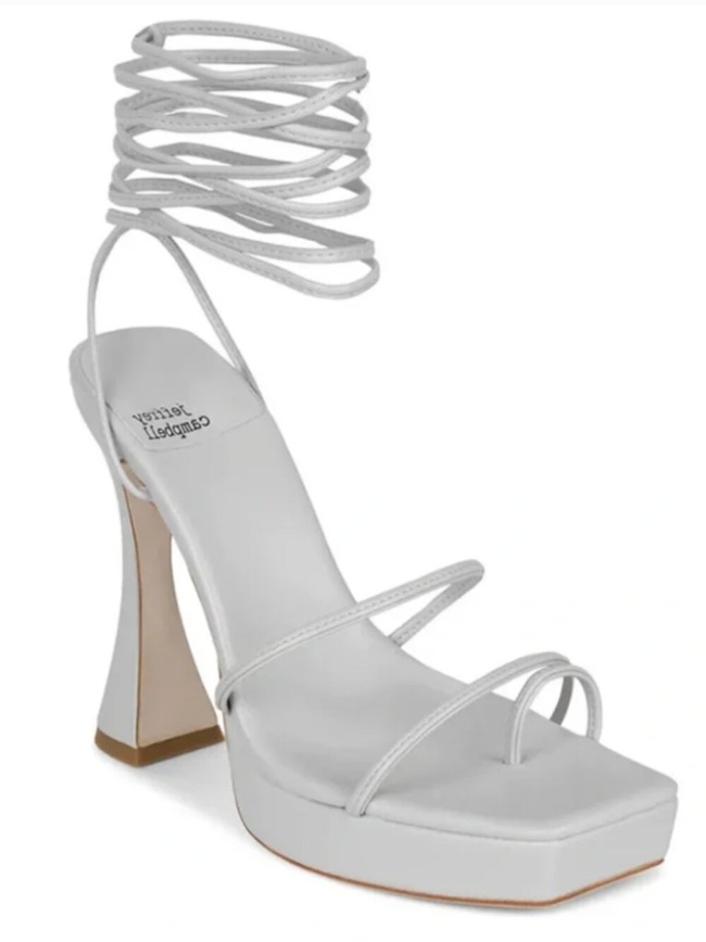 Jeffrey Campbell White Lace-Up Square Toe Block Heels